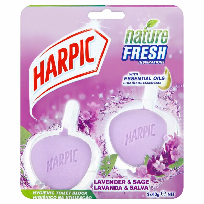 Harpic Nature Fresh Inspirations Hygienic Toilet Block Lavender & Sage 2 x 40g Harpic Nature Fresh Inspirations Hygienic Toilet Block Lavender & Sage 2 x 40g