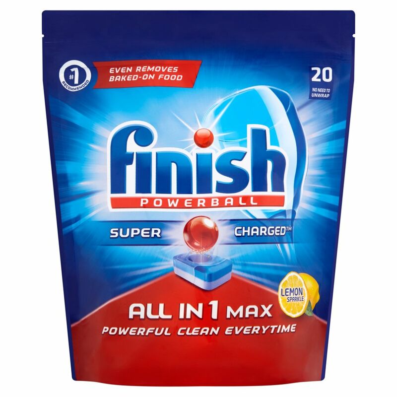 Finish Powerball Super Charged All in 1 Max Lemon Sparkle 20 Tablets 326g