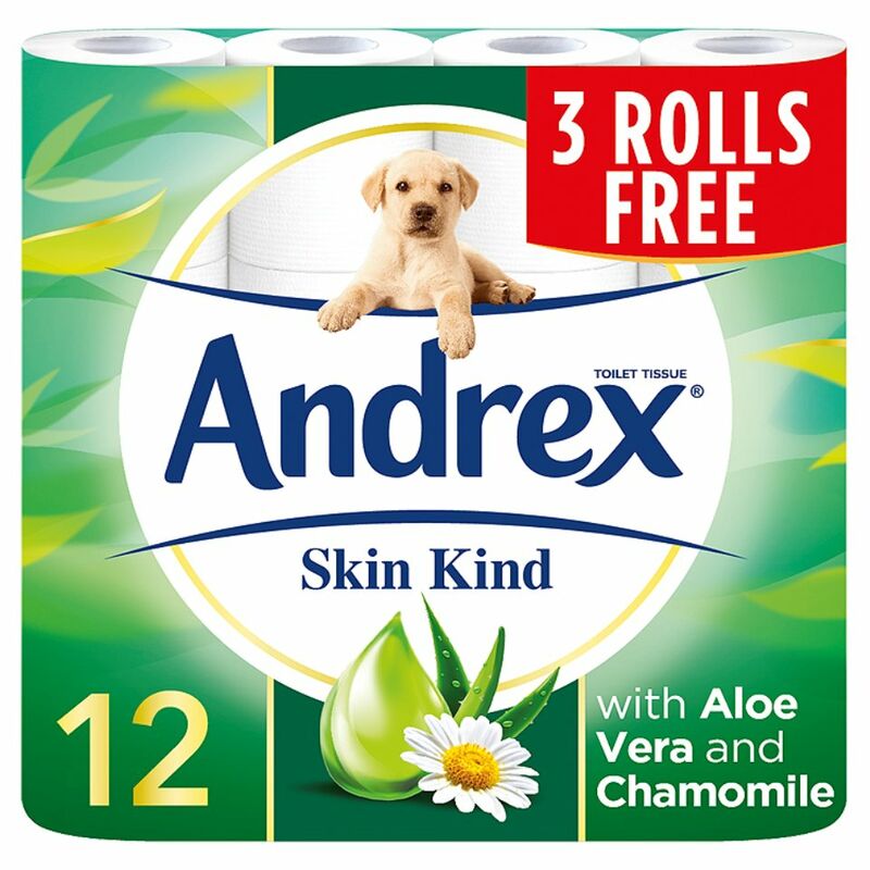 Andrex Skin Kind Toilet Roll Tissue 12 for 9 Rolls