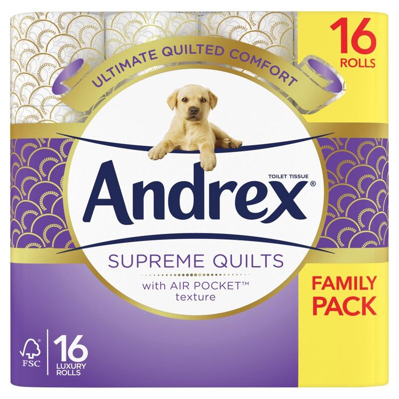 Andrex® Supreme Quilts Toilet Tissue, 16 Quilted Toilet Rolls