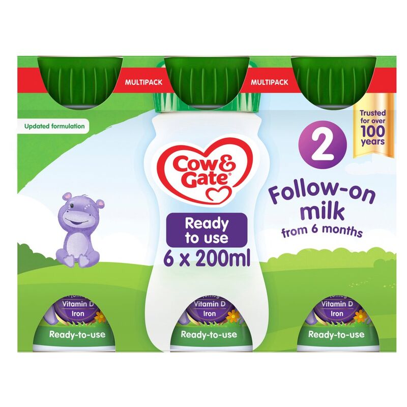 Cow & Gate 2 Follow-On Milk from 6 Months Multipack 6 x 200ml (1.2L)