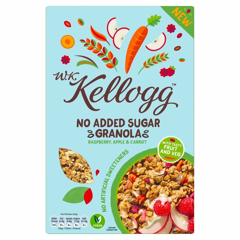 W.K Kellogg No Added Sugar Granola Raspberry, Apple & Carrot 500g