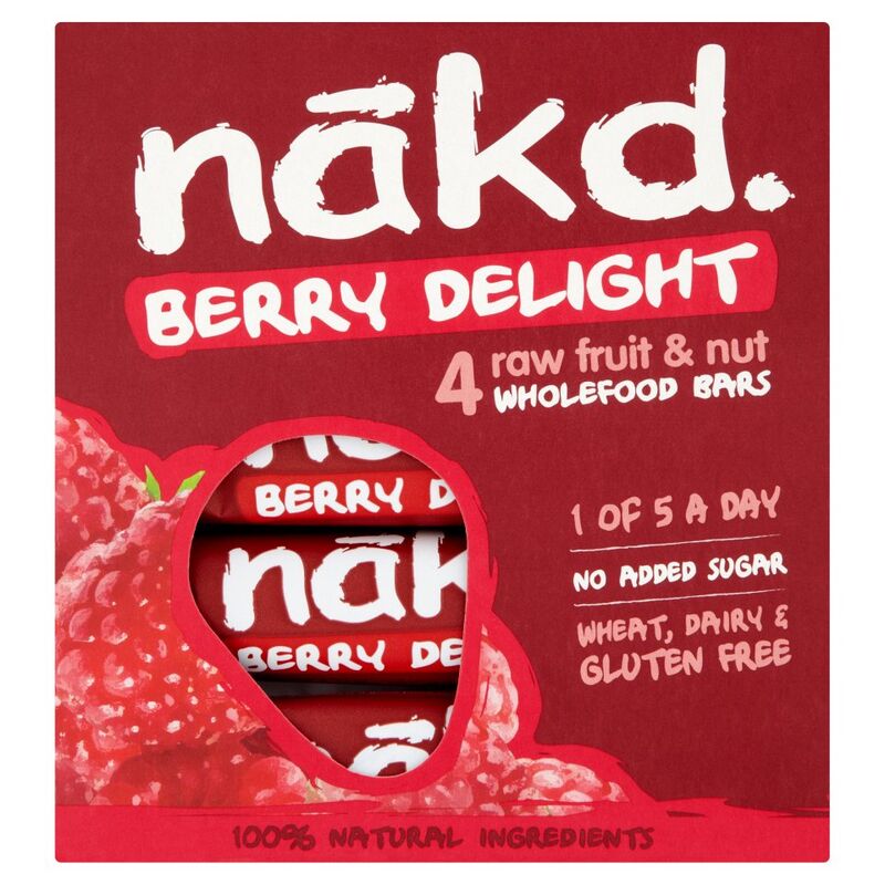Nākd Berry Delight Raw Fruit & Nut Wholefood Bars 4 x 35g