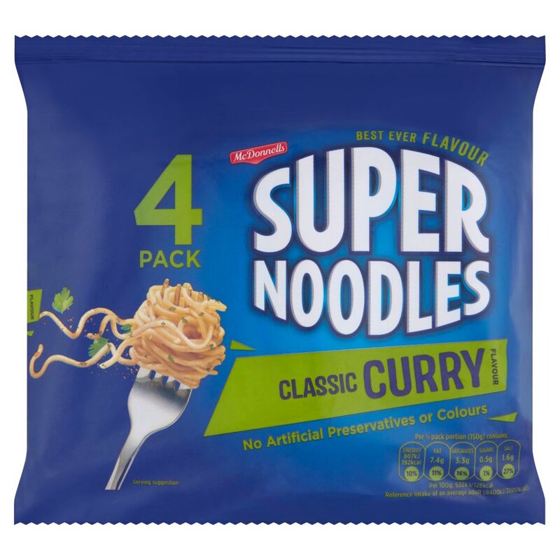 McDonnells Super Noodles Classic Curry Flavour 4 x 85g (340g)