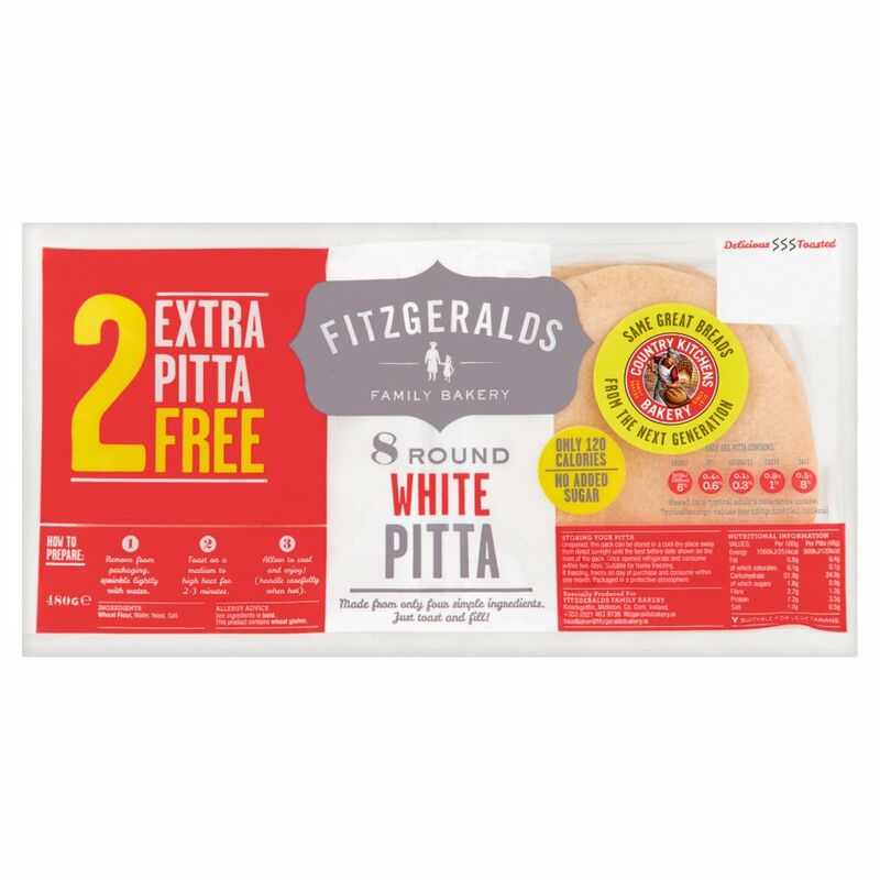 Fitzgeralds Family Bakery 8 Round White Pitta 480g Fitzgeralds Family Bakery 8 Round White Pitta 480g