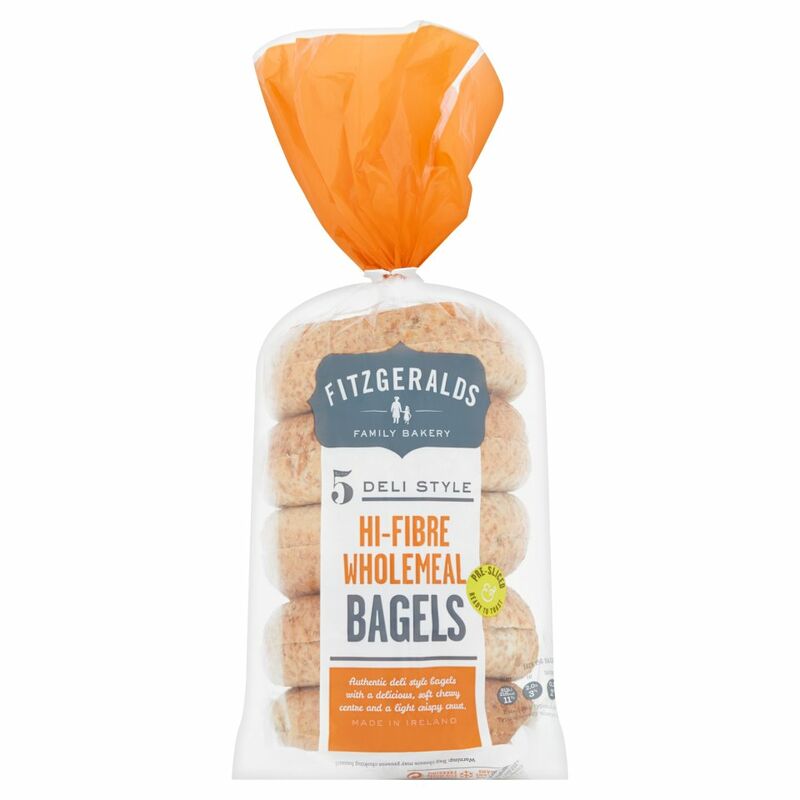 Fitzgeralds Family Bakery 5 Deli Style Hi-Fibre Wholemeal Bagels 425g