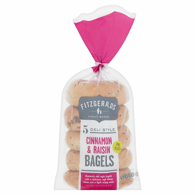 Fitzgeralds Family Bakery 5 Deli Style Cinnamon & Raisin Bagels 425g