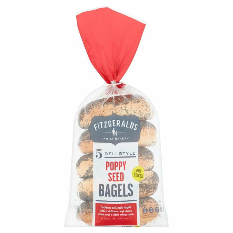 Fitzgeralds Family Bakery 5 Deli Style Poppy Seed Bagels 425g