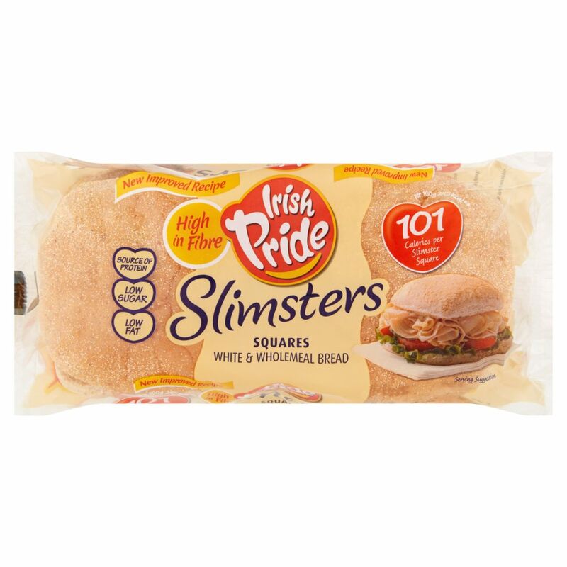 Irish Pride Slimsters Squares White & Wholemeal Bread 164g Irish Pride Slimsters Squares White & Wholemeal Bread 164g