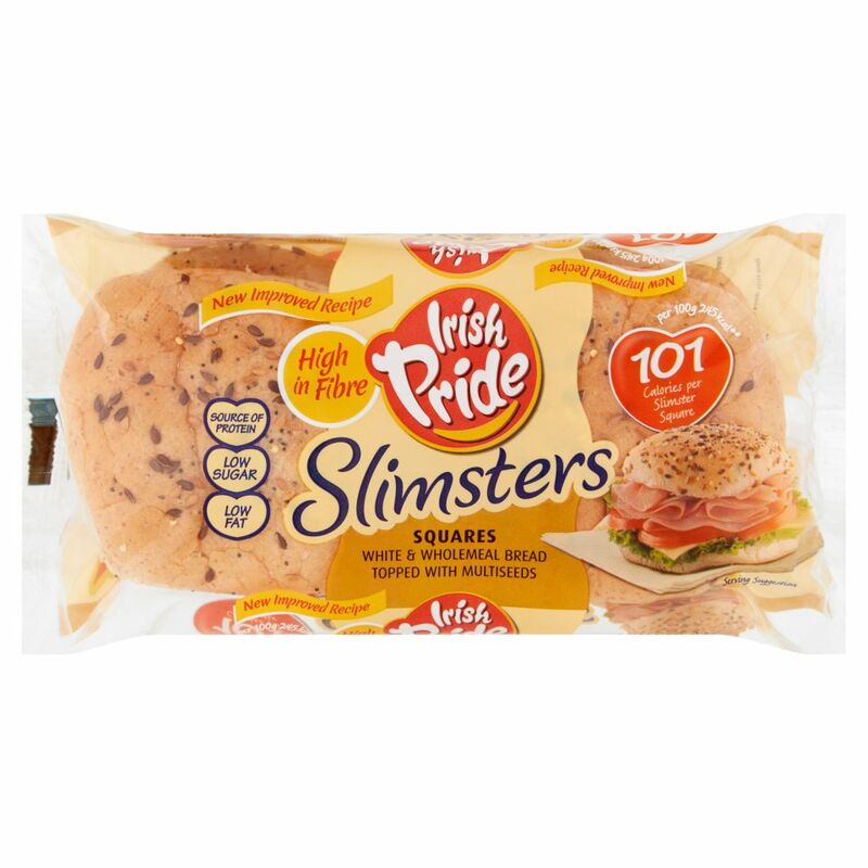 Irish Pride Slimsters Squares White & Wholemeal Bread Topped with Multiseeds 164g
