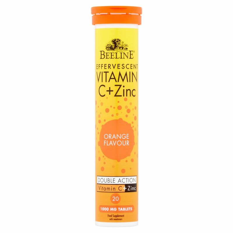 Beeline Effervescent Vitamin C + Zinc Orange Flavour 1000mg 20 Tablets