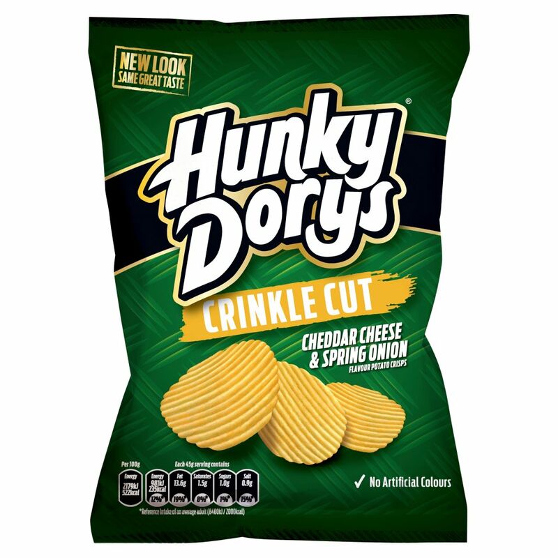 Hunky Dorys Crinkle Cut Cheddar Cheese & Spring Onion Flavour Potato Crisps 135g