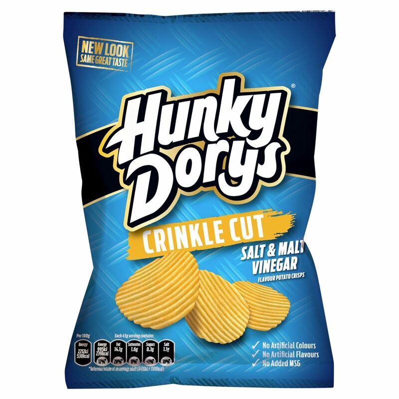 Hunky Dorys Crinkle Cut Salt & Malt Vinegar Flavour Potato Crisps 135g