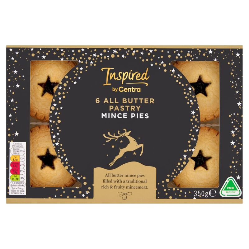 Centra Inspired 6 All Butter Pastry Mince Pies 350g