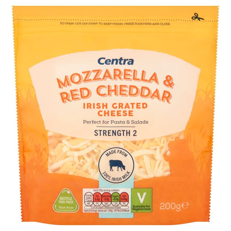 Centra Mozzarella & Red Cheddar Irish Grated Cheese 200g