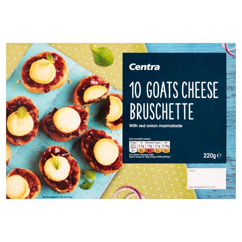 Centra 10 Goats Cheese Bruschette with Red Onion Marmalade 220g