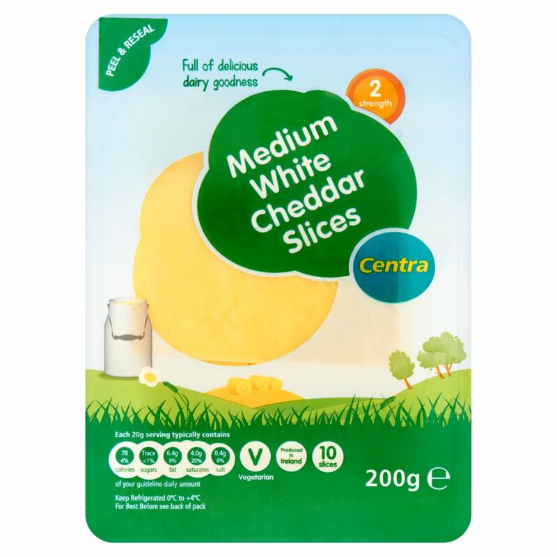 Centra Medium White Cheddar Slices 200g