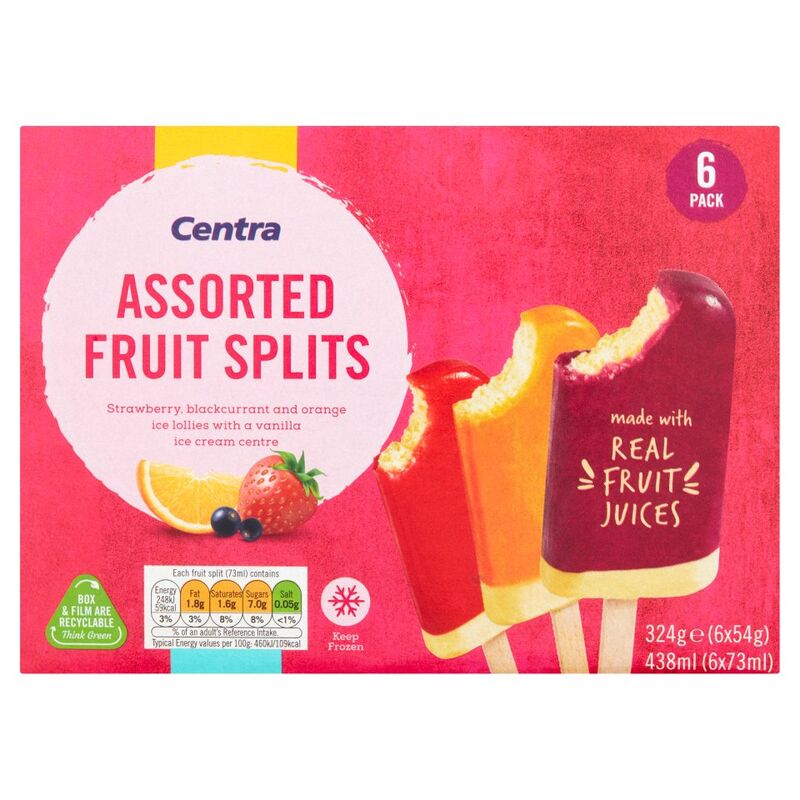 Centra Assorted Fruit Splits 6 x 54g (324g)