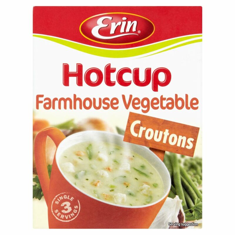 Erin Hotcup Croutons Farmhouse Vegetable Soup 3 Single Servings 75g Erin Hotcup Croutons Farmhouse Vegetable Soup 3 Single Servings 75g