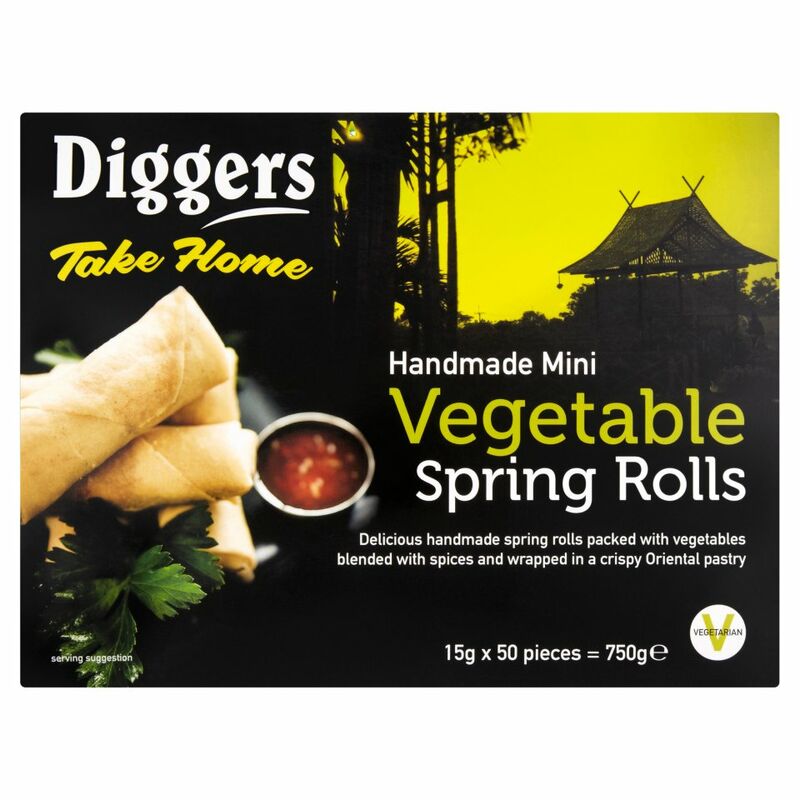 Diggers Take Home Handmade Mini Vegetable Spring Rolls 50 x 15g (750g)