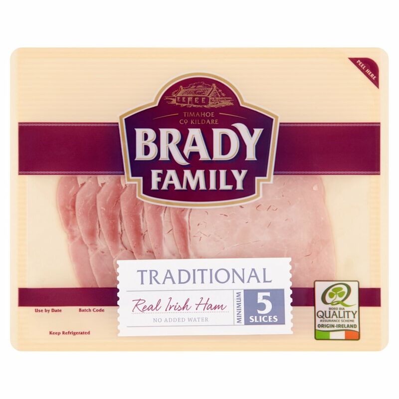 Brady Family Traditional Real Irish Ham Minimum 5 Slices 90g Brady Family Traditional Real Irish Ham Minimum 5 Slices 90g