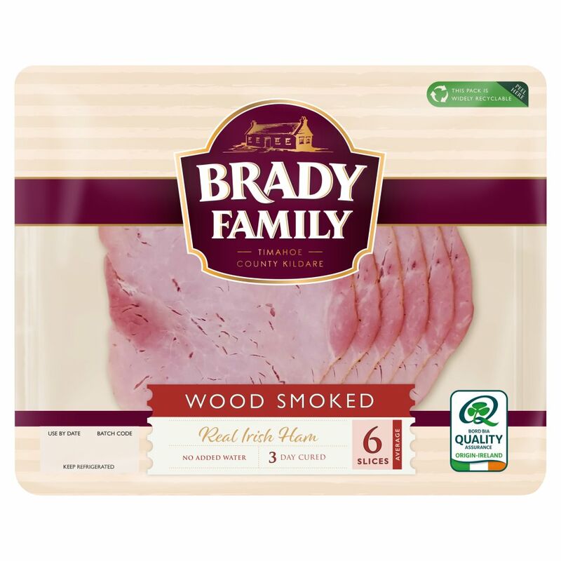 BRADY FAMILY Wood Smoked Real Irish Ham 6 Slices 80g