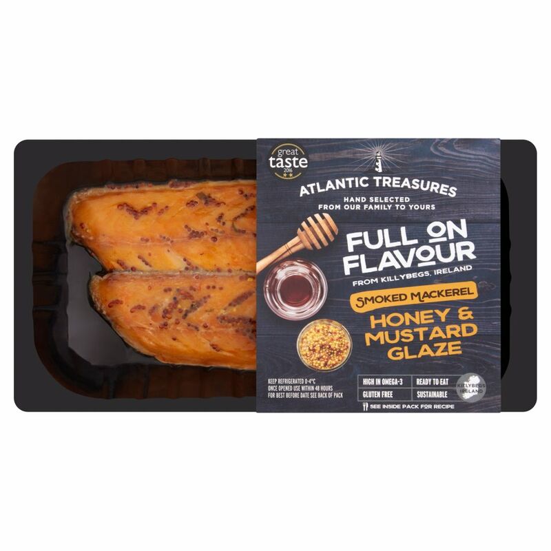 Atlantic Treasures Smoked Mackerel Honey & Mustard Glaze 170g Atlantic Treasures Smoked Mackerel Honey & Mustard Glaze 170g