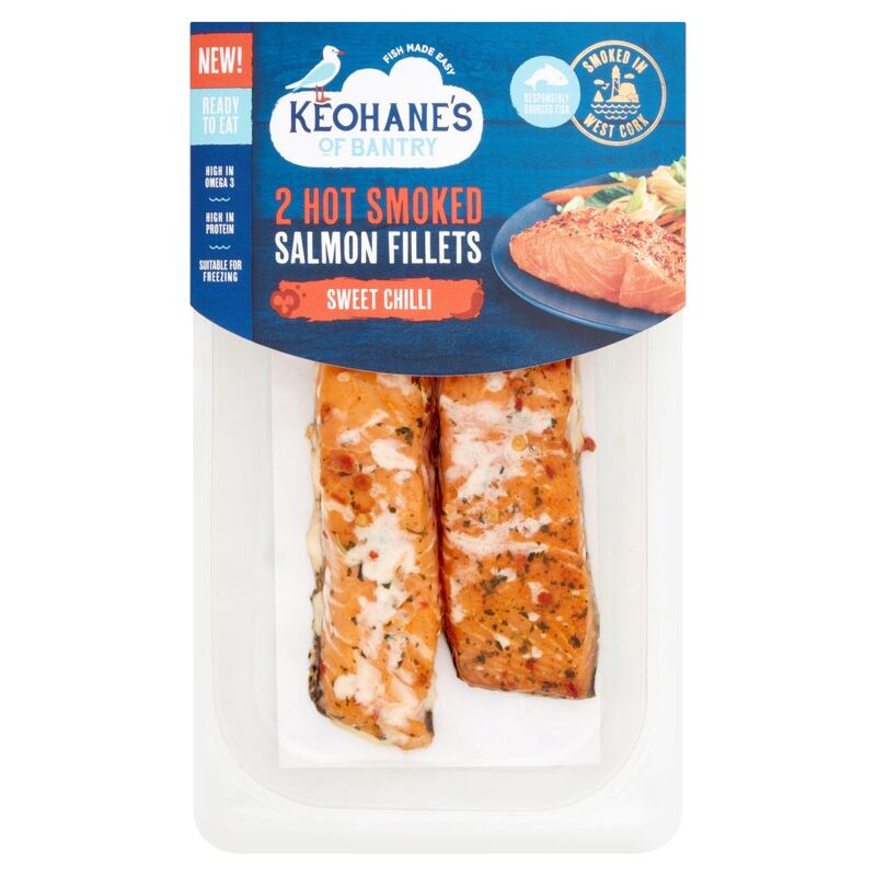 Keohane's of Bantry 2 Hot Smoked Salmon Fillets Sweet Chilli 180g