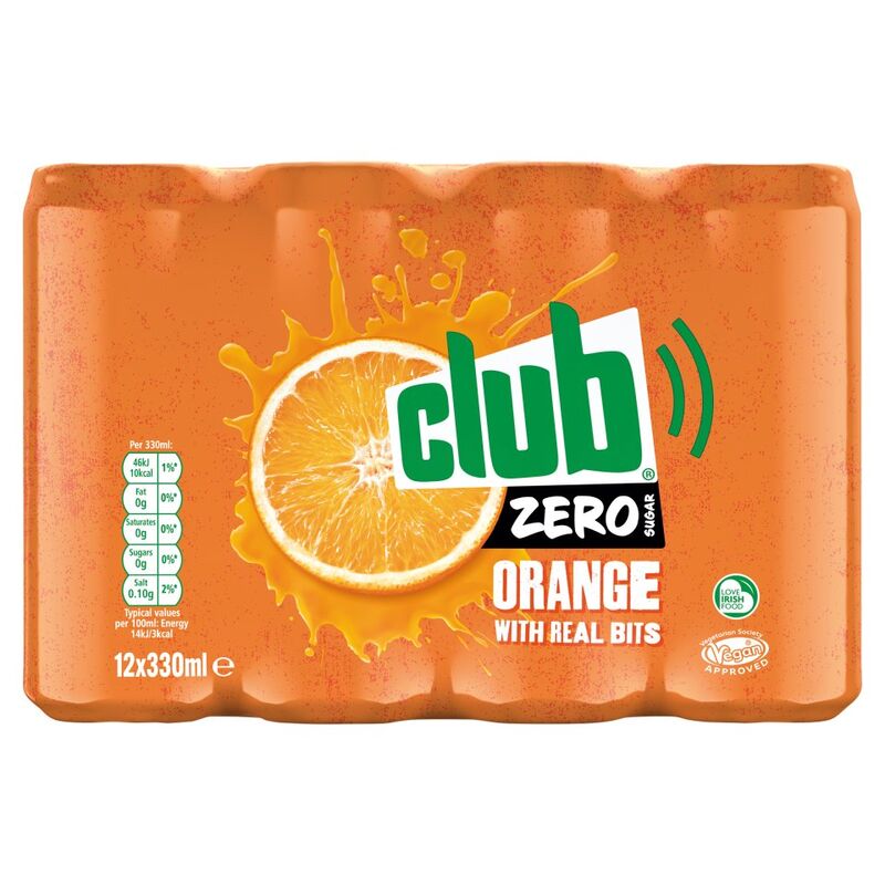 Club Zero Sugar Orange Can 12 x 330ml