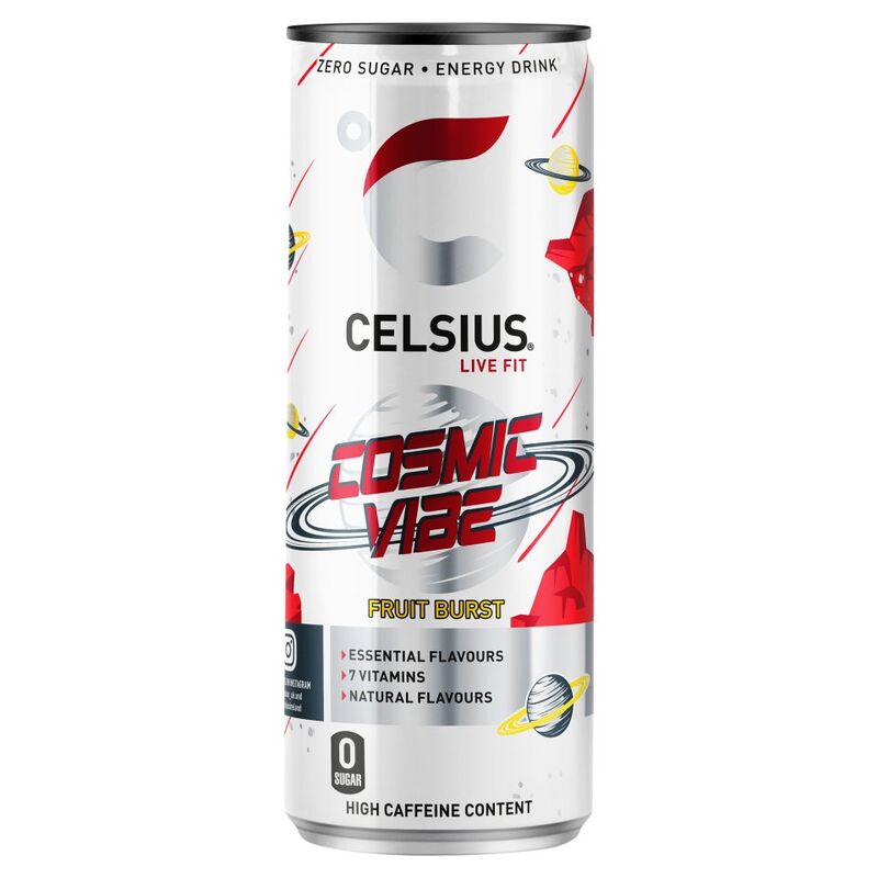 Celsius Cosmic Vibe Zero Sugar Fruit Burst Energy Drink 355ml