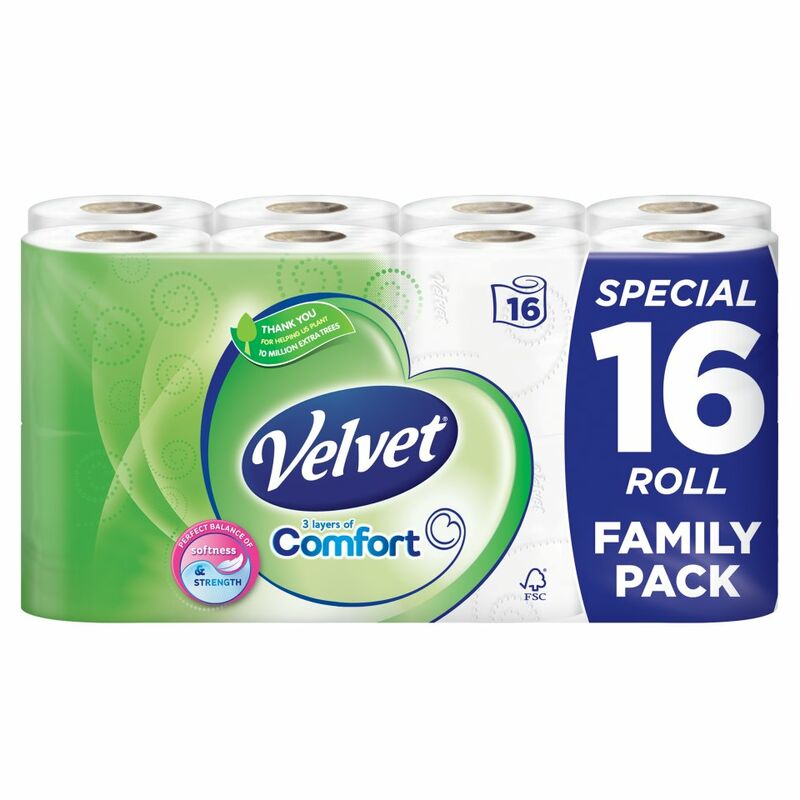 Velvet Comfort Toilet Tissue 16 Roll 16roll Centra