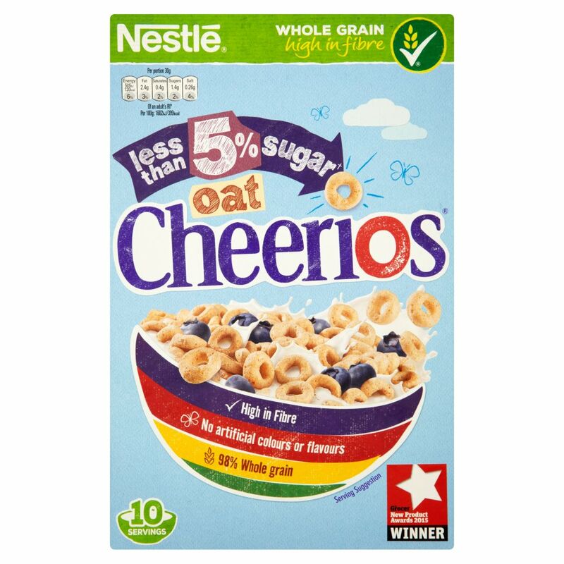 NESTLE Less Than 5% Sugar OAT CHEERIOS Cereal 325g Box NESTLE Less Than 5% Sugar OAT CHEERIOS Cereal 325g Box
