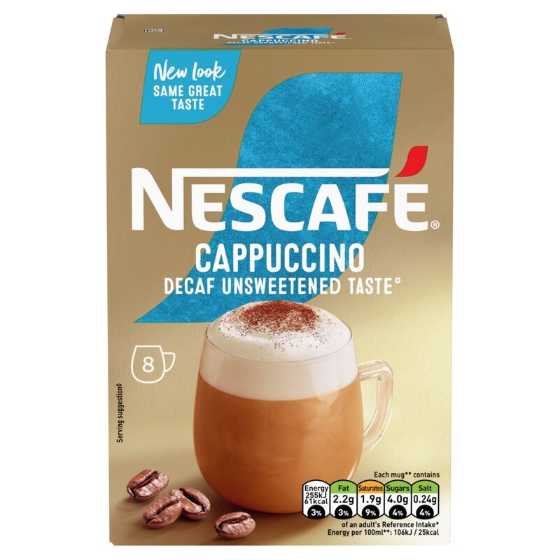 Nescafé Cappuccino Decaf Unsweetened 8 x 15g (120g)