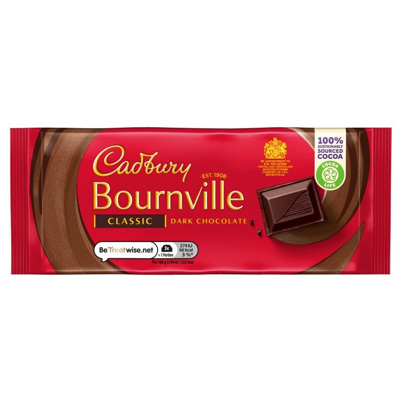 Cadbury Bournville Classic Dark Chocolate Bar 100g