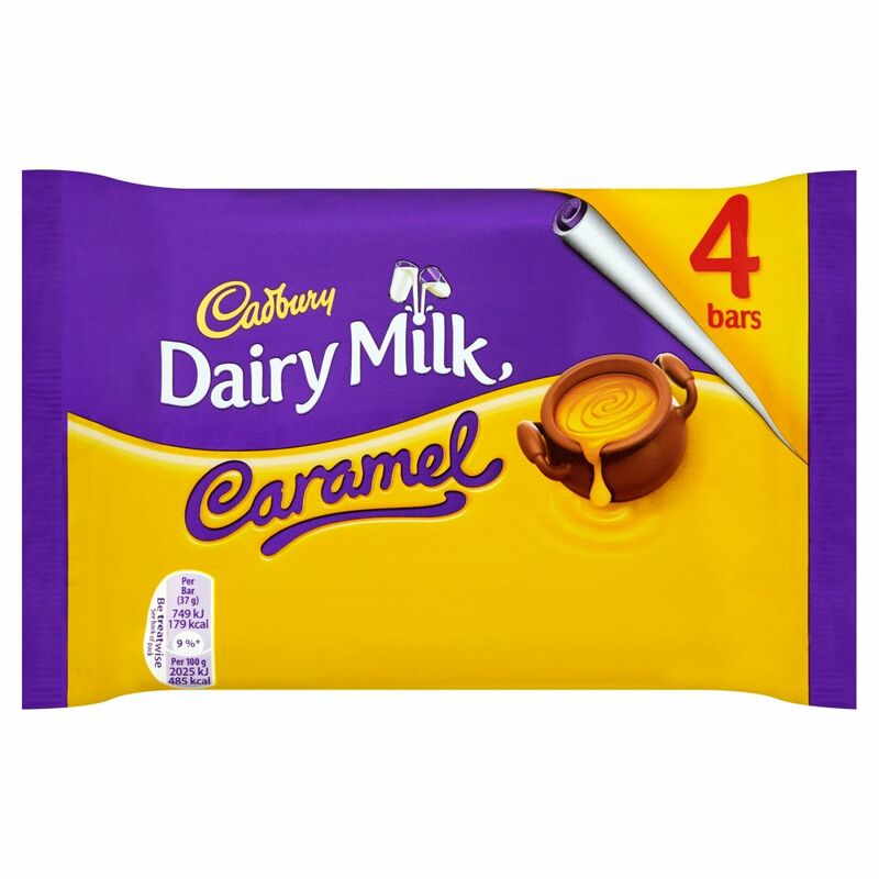 Cadbury Dairy Milk Caramel Chocolate Bar 4 Pack 148g