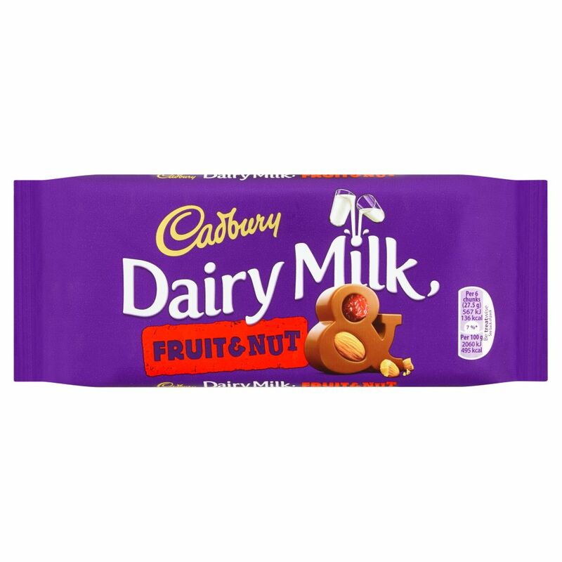 Cadbury Dairy Milk Fruit and Nut Chocolate Bar 110g
