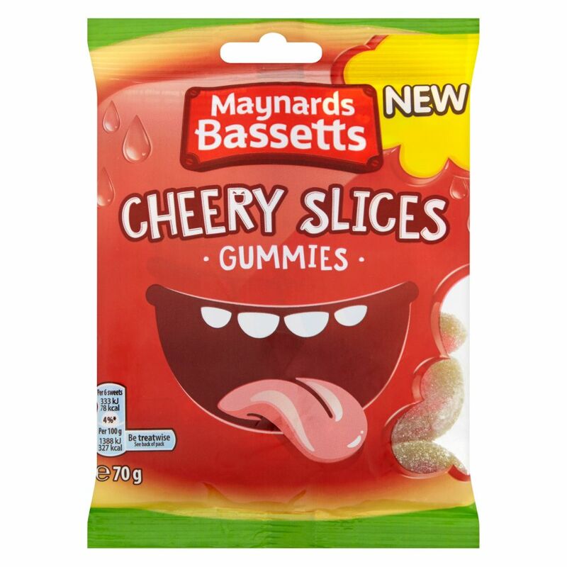 Maynards Bassetts Cheery Slices Gummies Sweets Bag 70g Maynards Bassetts Cheery Slices Gummies Sweets Bag 70g