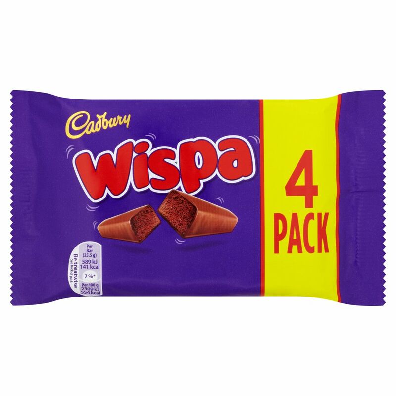 Cadbury Wispa Chocolate Bar 4 Pack 102g