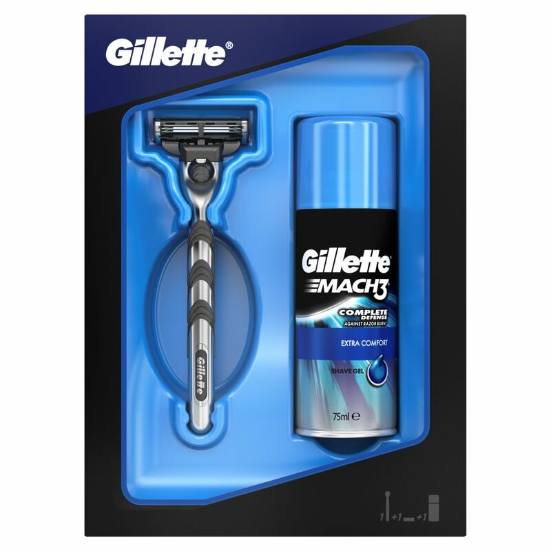 Gillette Mach3 Razor Gift Set + Mach3 Extra Comfort Shaving Gel Gillette Mach3 Razor Gift Set + Mach3 Extra Comfort Shaving Gel