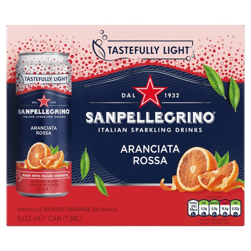 Sanpellegrino Sparkling Orange and Blood Orange Beverage 6 x 330ml