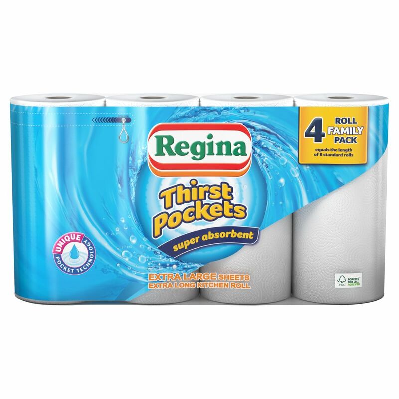 Regina Thirst Pockets Kitchen Towel 4roll Centra