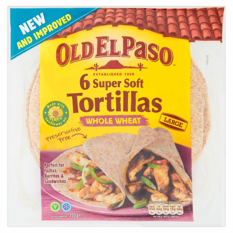 Old El Paso 6 Large Super Soft Tortillas Whole Wheat 350g Old El Paso 6 Large Super Soft Tortillas Whole Wheat 350g