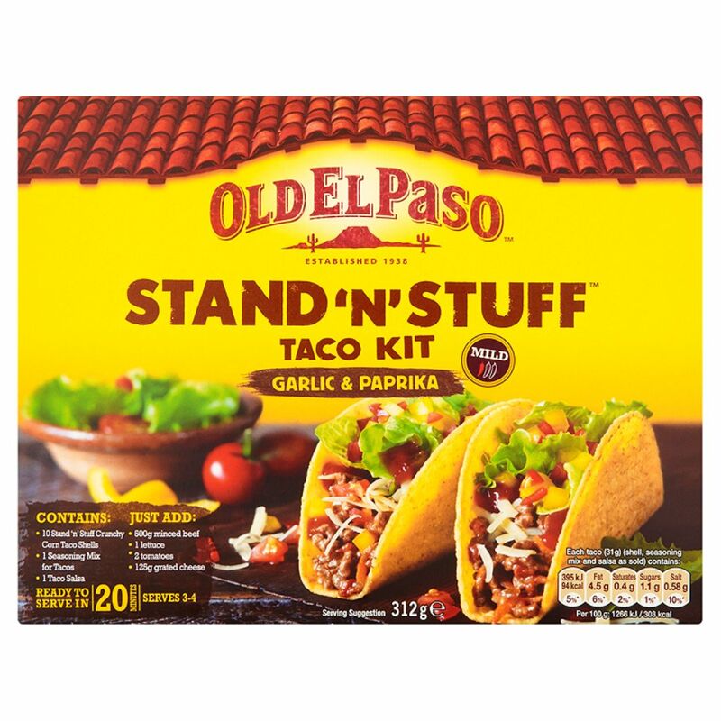 Old El Paso Stand 'N' Stuff Taco Kit Garlic & Paprika 312g