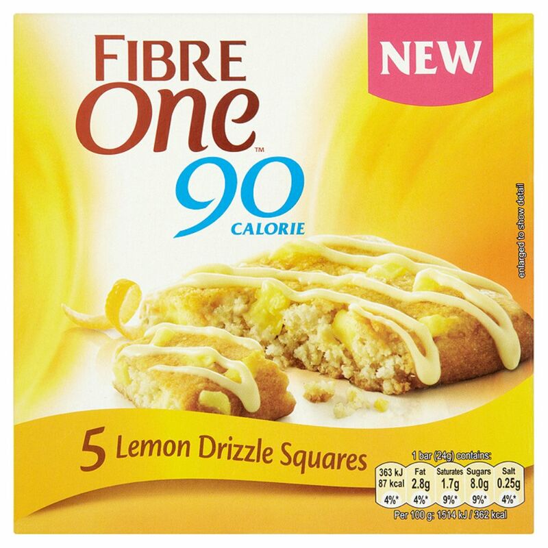 Fibre One 90 Calorie Lemon Drizzle Squares 5 x 24g (120g)