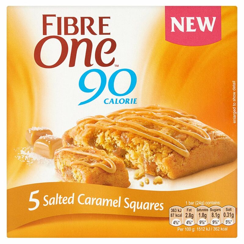 Fibre One 90 Calorie Salted Caramel Squares 5 x 24g (120g) Fibre One 90 Calorie Salted Caramel Squares 5 x 24g (120g)