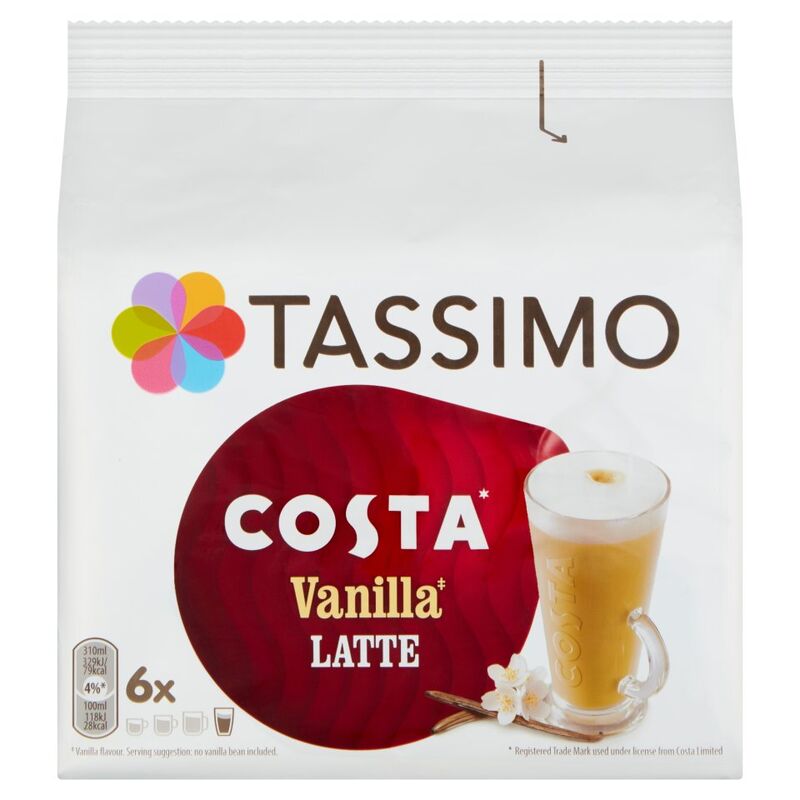 Tassimo Costa Vanilla Latte Coffee Pods x6