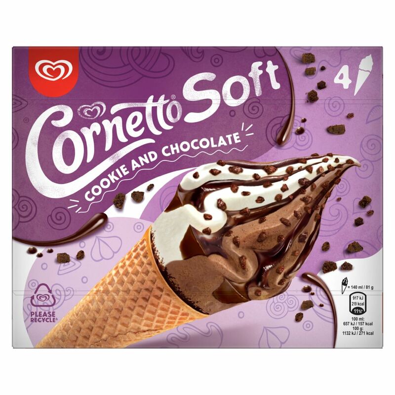 Cornetto Cookie & Chocolate Ice Cream Cone 4 x 140 ml