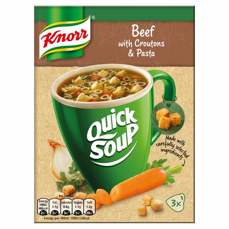 Knorr Quick Soup Beef with Croutons & Pasta 3's 42g