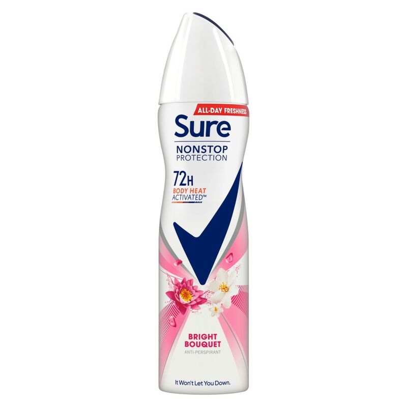 Sure  Anti-Perspirant Deodorant Aerosol Bright Bouquet Nonstop Protection 150 ml 