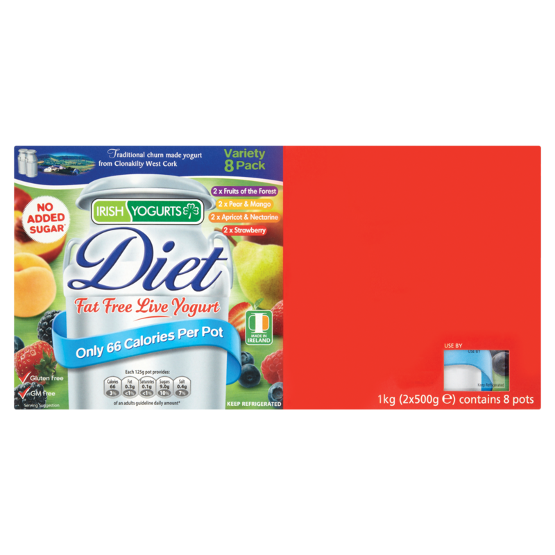 Irish Yogurts Diet Fat Free Live Yogurt 8 Pack 1 kg